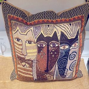 Laurel Burch Vintage Tribal Cat Pillow